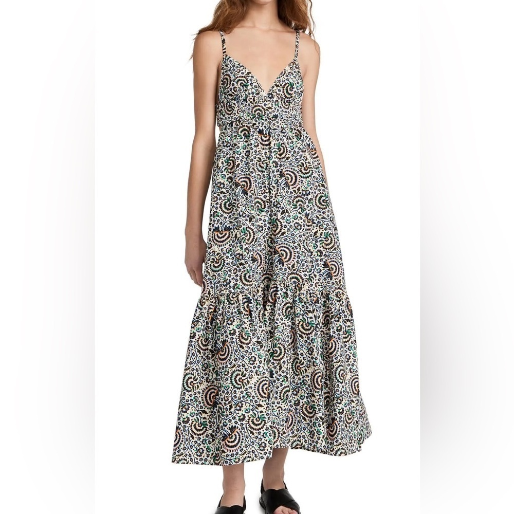 A.L.C. Rhodes V-Neck Tiered Maxi Dress Size 0